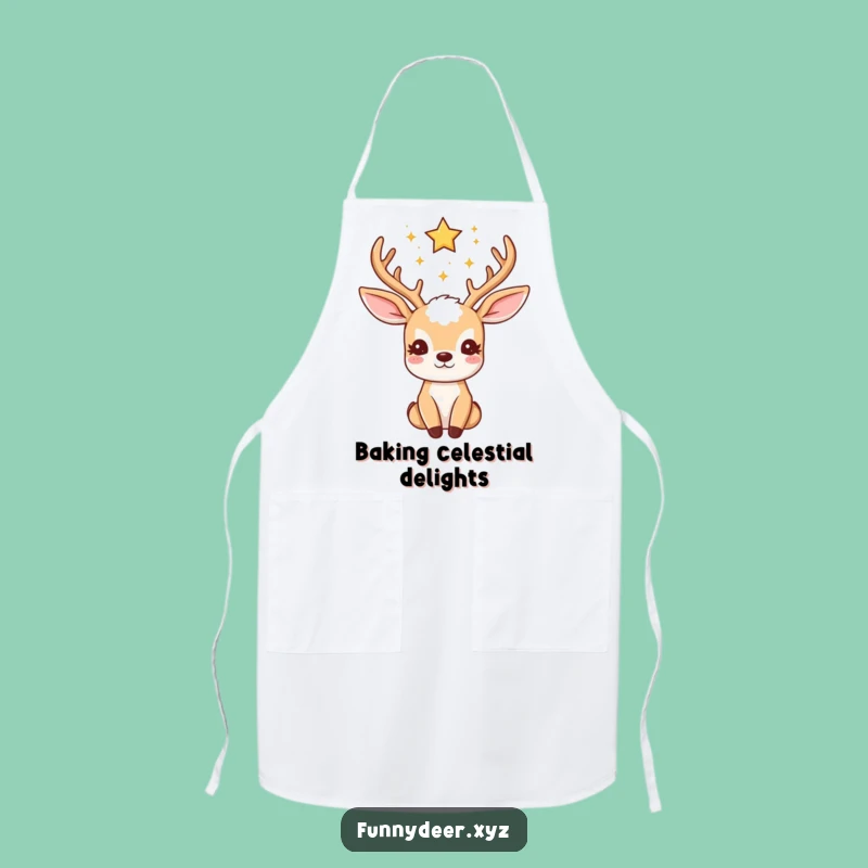 Funny Kawaii Deer Apron: Starry Chef, Celestial Dreams, Hilarious Gift