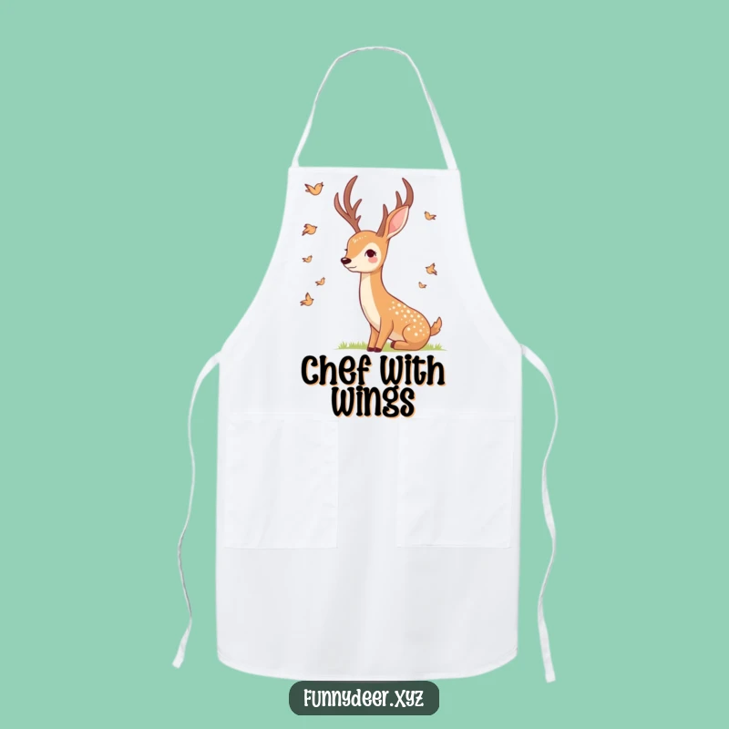Funny Smiling Deer Apron - Bird Watching Kitchen Fun, Delightful Humorous Gift