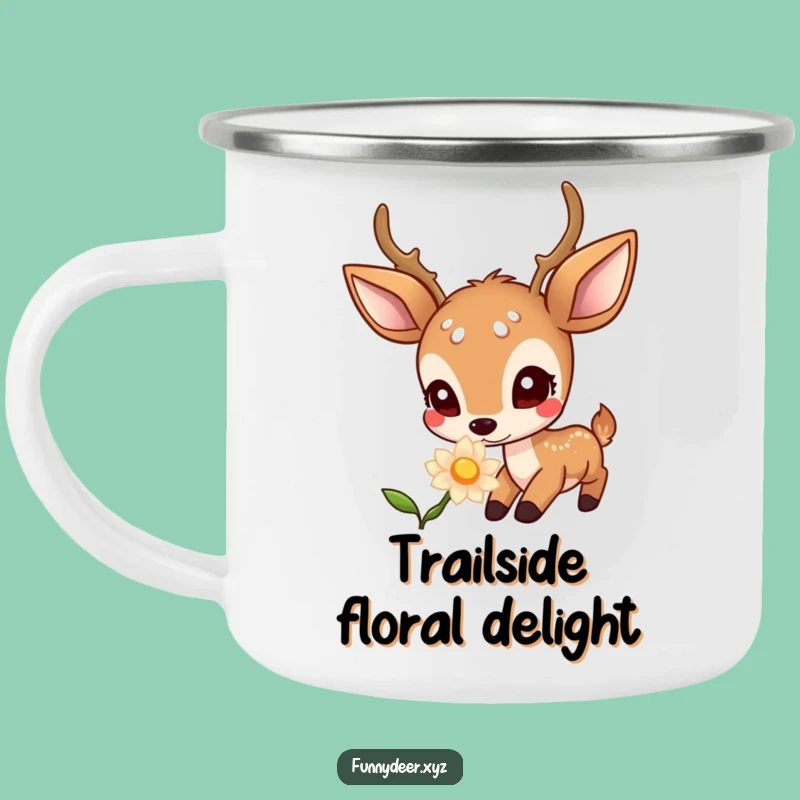 Funny Kawaii Deer Camping Mug: Curious Glow Flower Sip, Hilarious Outdoor Gift