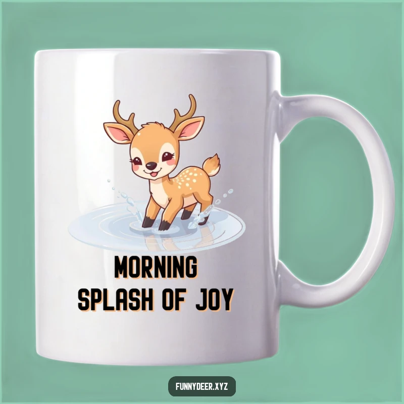 Joyful Deer Puddle Mug - Funny Splash Design, Perfect Playful Gift for All Ages