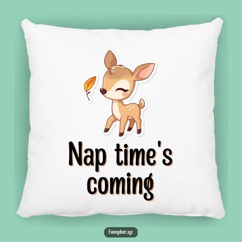 Soft Funny Winking Deer Pillow - Playful Leaf Accent, Perfect Comfy Gift