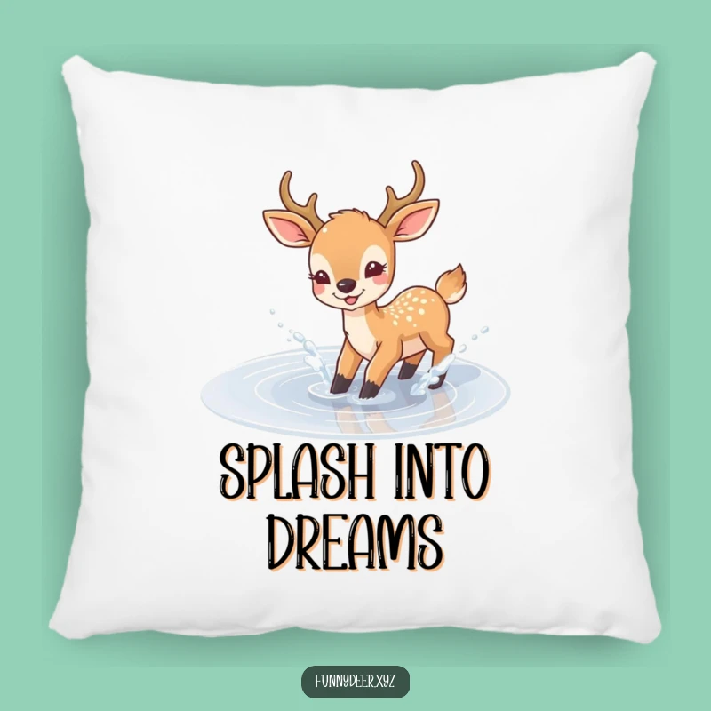 Soft Funny Joyful Deer Pillow - Puddle Splash Comfort, Cozy Humorous Gift
