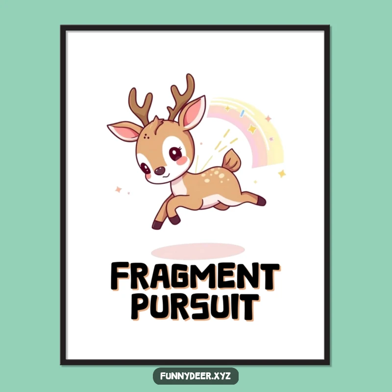 Funny Kawaii Deer Digital Art: Playful Rainbow Download, Hilarious Gift