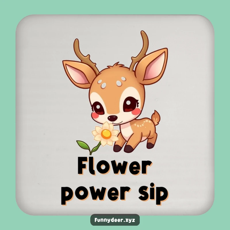Funny Kawaii Deer Coaster: Curious Protection, Glowing Flower, Hilarious Gift