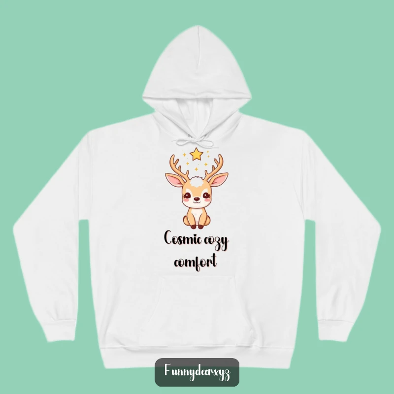 Funny Kawaii Deer Hoodie: Starry Antlers, Dreamer Comfort, Hilarious Gift