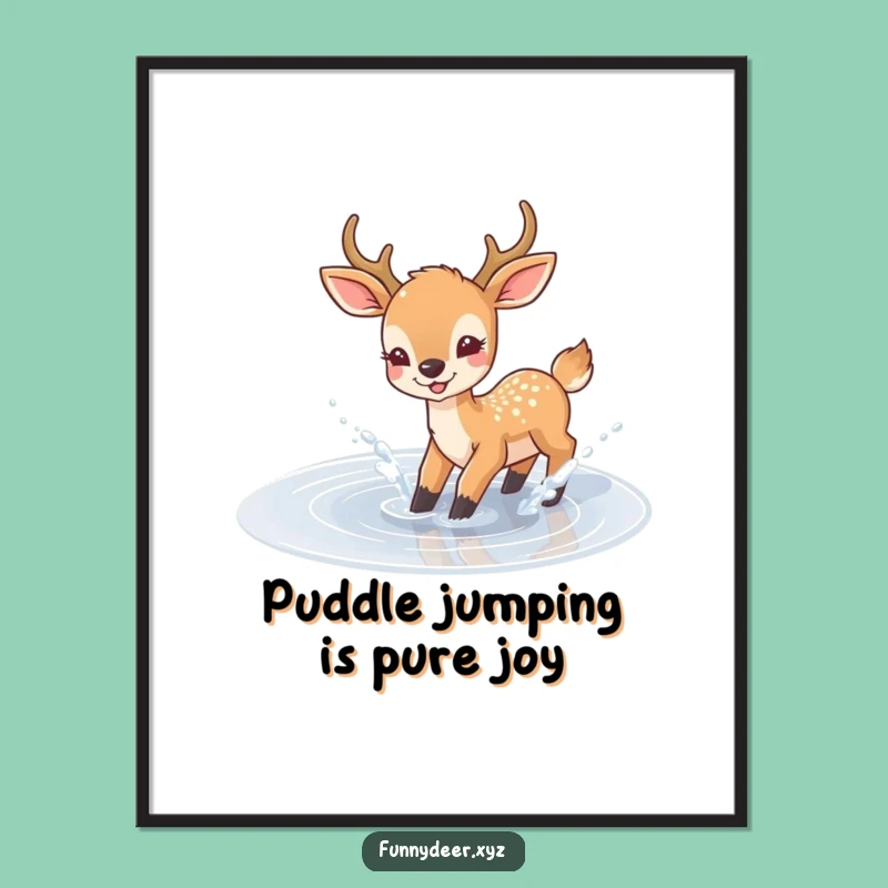 Funny Free Printable Wall Art: Splashing Deer - Joyful Downloadable Decor