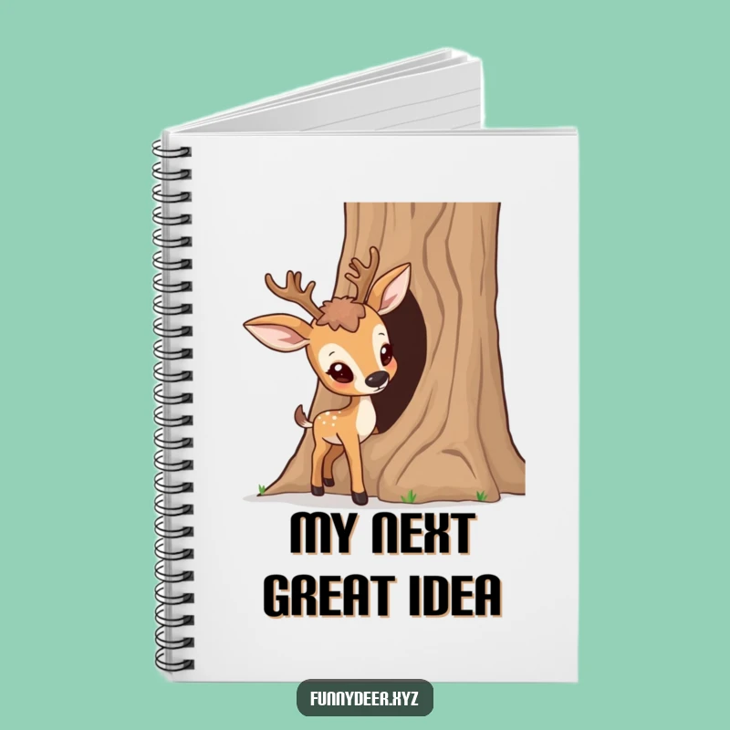 Funny Curious Deer Notebook - Tree Trunk Notes, Adventurous Humorous Journal Gift