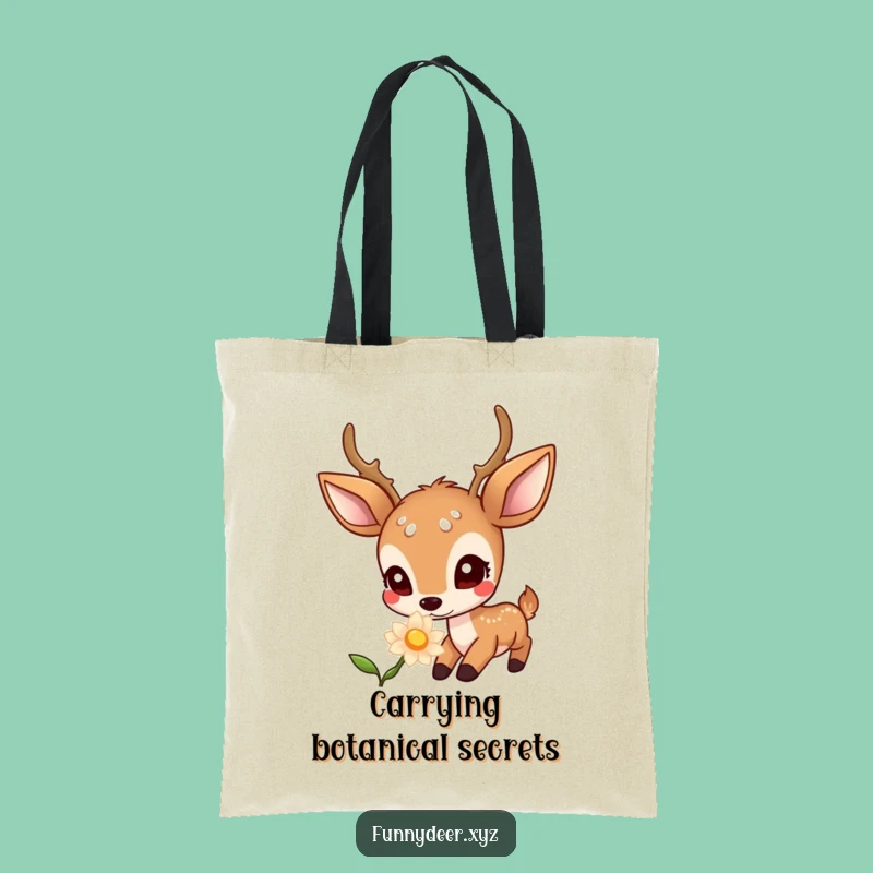 Funny Kawaii Deer Tote Bag: Curious Flower Sniffer, Hilarious Eco Gift