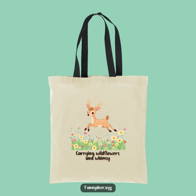 Funny Kawaii Deer Tote Bag: Elegant Wildflower Carryall, a Hilarious Gift Idea